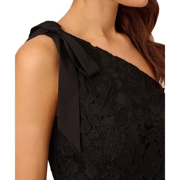 NWT Adrianna Papell Lace Bow-Trim One Shoulder Midi Dress - size 2 - Picture 3 of 7